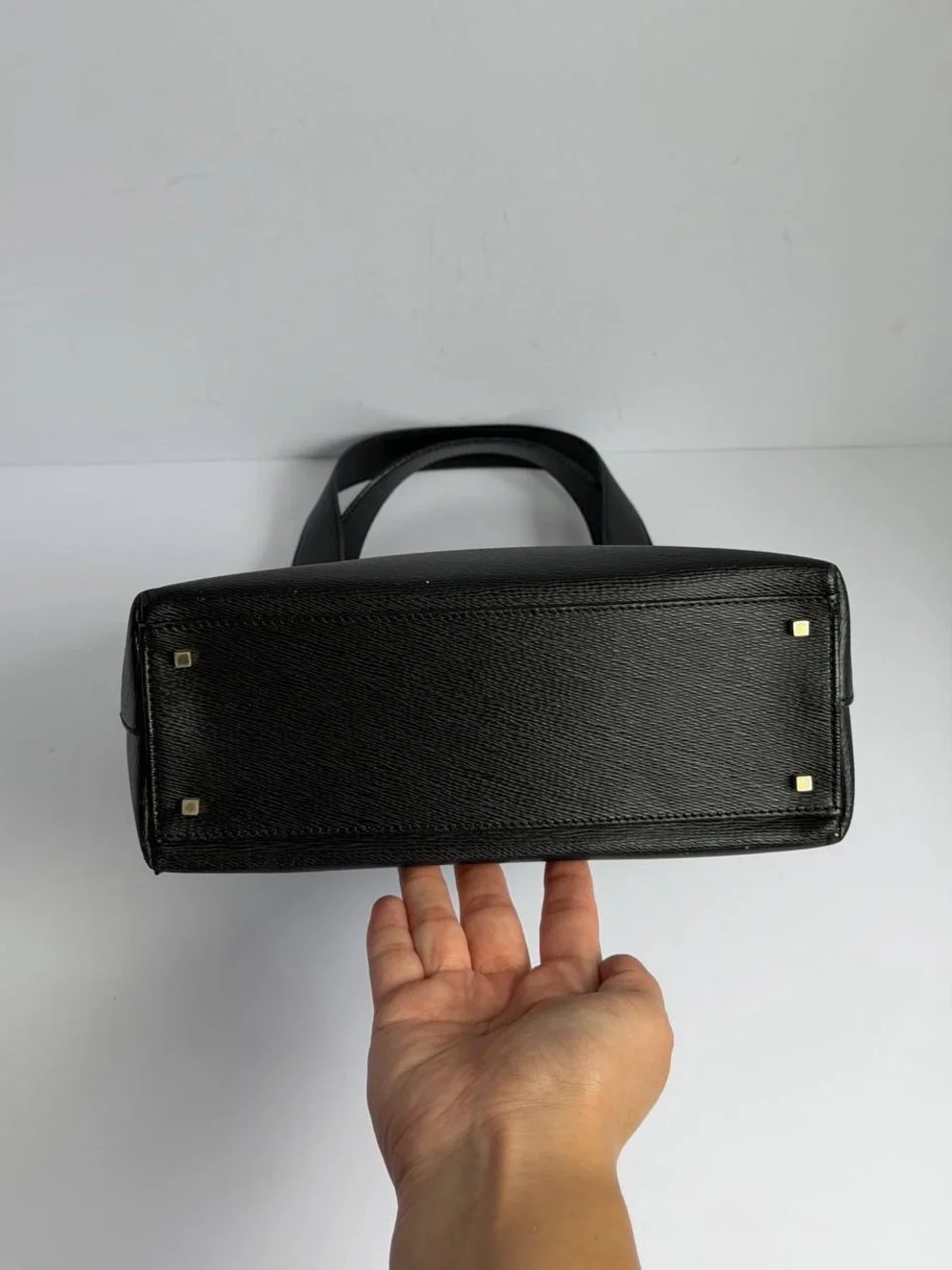 Salvatore Ferragamo Structured Black Leather Handbag